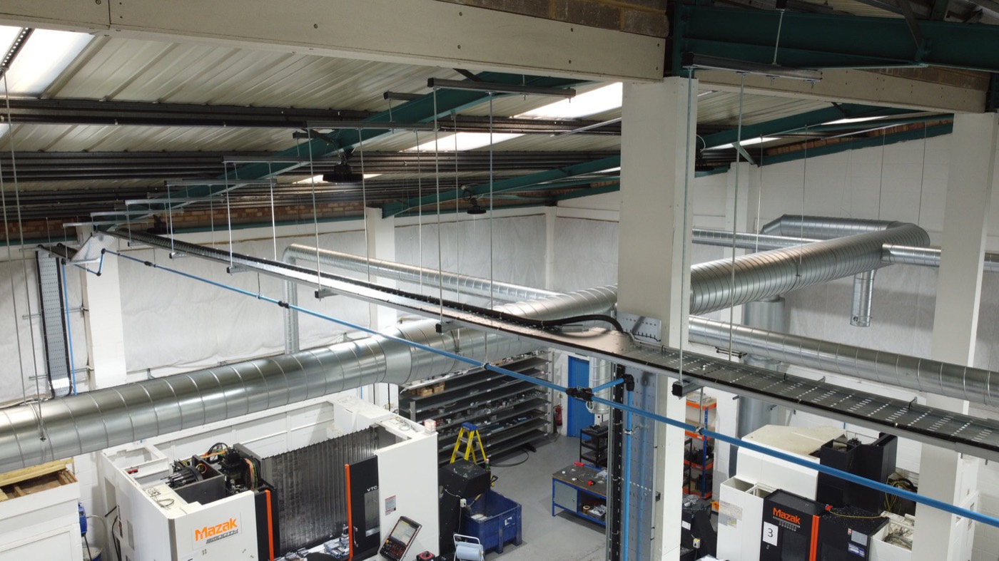Warehouse and mezzanine floor lighting installation in Hertfordshire