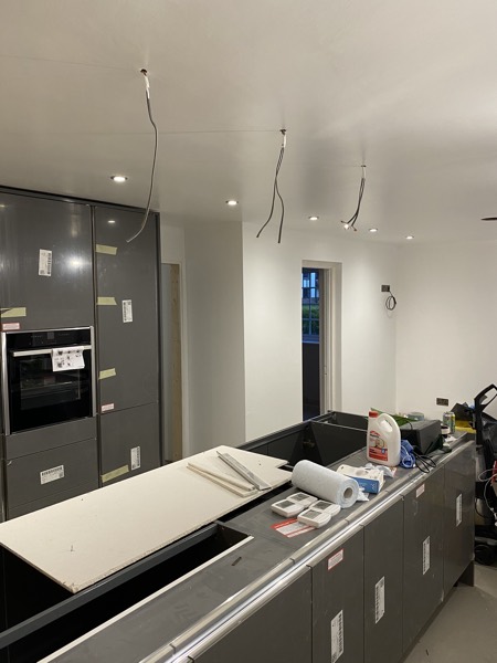 First fix wiring for kitchen island pendant lights during a renovation